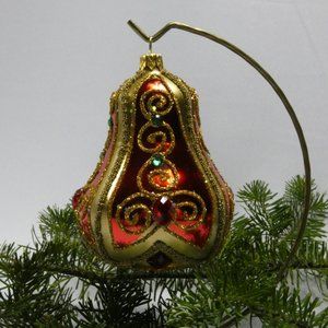 CHRISTMAS BELL Ornament RED 4-Inch Hand Made And Decorated Glass From Poland